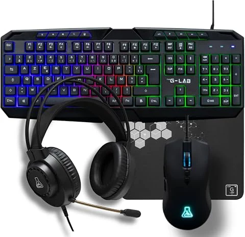 The G-Lab Combo Natrium - Pack 4 en 1 Clavier Souris Casque AZERTY FR