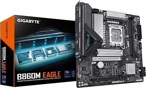 GIGABYTE B860M Eagle Carte mère - Processeurs Intel Core Ultra, VRM 6+1+2+1 Phases, jusqu'à 9066MHz DDR5, 1xPCIe 5.0 + 1xPCIe 4.0 M.2, LAN 2,5 GbE, USB 3.2 Gen 1