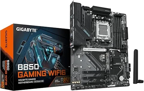 GIGABYTE B850 Gaming WIFI6 Carte Mère - AMD Ryzen 9000 Series CPUs, VRM numérique 6+2+2 Phases, jusqu'à 8200MHz DDR5 (OC), 1xPCIe 5.0 + 2xPCIe 4.0 M.2, LAN GbE, WiFi 6, USB 3.2 Gen