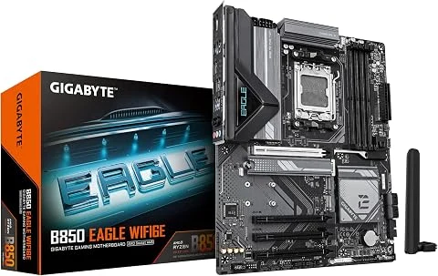 GIGABYTE B850 Eagle WIFI6E Carte Mère - AMD Ryzen 9000 Series CPUs, VRM numérique 8+2+2 Phases, jusqu'à 8200MHz DDR5 (OC), 1xPCIe 5.0 + 2xPCIe 4.0 M.2, LAN GbE, WiFi 6E, USB 3.2 Ge