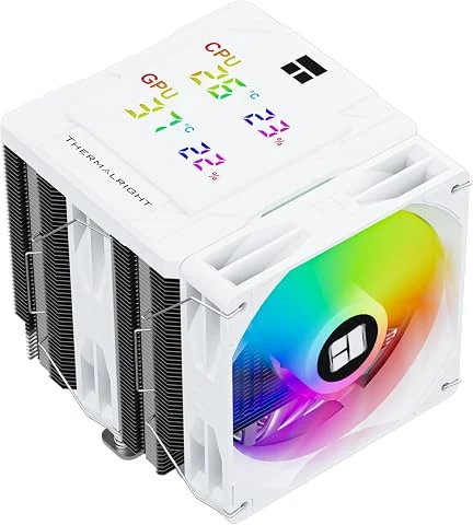 TR Peerless Assassin 120 Digital ARGB Blanc refroidisseur d’air CPU,couvercle supérieur d’écran numérique,refroidisseur CPU pour ordinateur 6 Heatpipes,pour AM4/AM5,Intel LGA1700/1