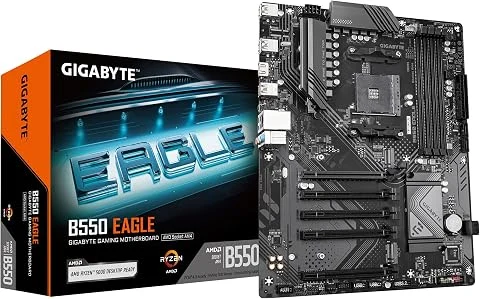 GIGABYTE B550 Eagle Carte mère - Processeurs AMD Ryzen série 5000 G, VRM 10+3+1 Phases, jusqu'à 3200 MHz DDR4, 1xPCIe 4.0 + 1xPCIe 3.0 M.2, LAN 1GbE, USB 3.2 Gen 2