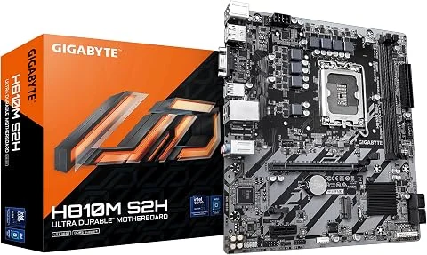 GIGABYTE H810M S2H Carte mère - Processeurs Intel Core Ultra (Série 2), VRM 4+1+2 Phases, jusqu'à 6400 MHz DDR5, 1xPCIe 4.0 M.2, LAN 1GbE, USB 3.2 Gen 1