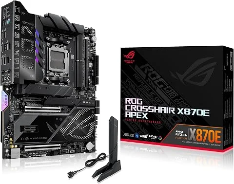 ASUS ROG Crosshair X870E Apex, Carte mère ATX, 18+2+2 étages d'alimentation, Fente DDR5, Trois PCIe 5.0, Deux PCIe 4.0 M.2, Ports USB4, Wi-FI 7, Ethernet, AI Overclocking, PCIe Q-R