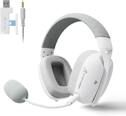 MAMBASNAKE Attack Shark L80PRO Casque de Jeu sans Fil Ultraléger, Son Surround 7.1, avec Double Micro Pliable, Tri-Mode (Filaire 2,4 GHz/BT/3,5mm), Haut-Parleur 40 mm, pour PC/Mac/