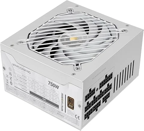 MARS GAMING MPB750SIM, Alimentation ATX 750W Full Modulaire, Garantie 7 Ans, 80Plus Bronze 230V EU, 90% Efficacité, Ventilateur SI Extreme Silence 140mm, Technologies AI2-RPM, DC-D