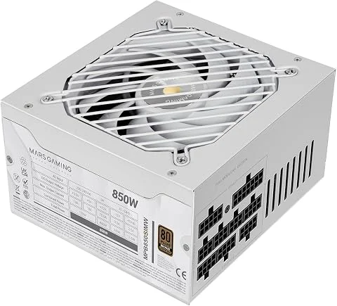 MARS GAMING MPB850SIM, Alimentation ATX 850W Full Modulaire, Garantie 7 Ans, 80Plus Bronze 230V EU, 90% Efficacité, Ventilateur SI Extreme Silence 140mm, Technologies AI2-RPM, DC-D