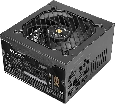 MARS GAMING MPB750SIM, Alimentation ATX 750W Full Modulaire, Garantie 7 Ans, 80Plus Bronze 230V EU, 90% Efficacité, Ventilateur SI Extreme Silence 140mm, Technologies AI2-RPM, DC-D