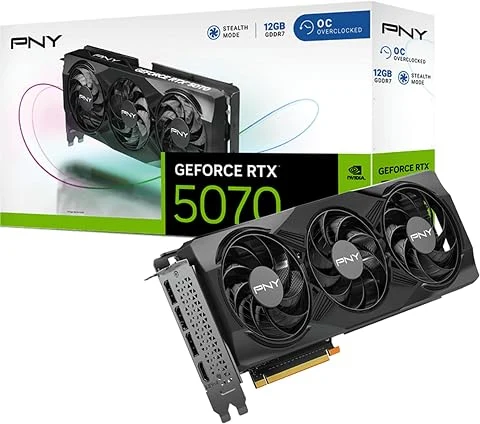 PNY GeForce RTX 5070 Overclocked Triple Fan 12GB GDDR7 Reflex 2 RTX AI DLSS4