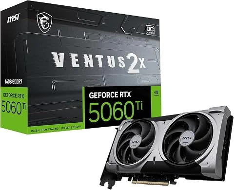 MSI Gaming RTX 5060 Ti 16G Ventus 2X OC Plus Carte Graphique (16 Go GDDR7, 128 Bits, Performance extrême : TBA MHz, DisplayPort x 3 2.1a, HDMI 2.1b, Architecture NVIDIA Blackwell)