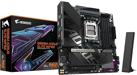 GIGABYTE B850M AORUS Elite WIFI6E Carte mère - Processeurs AMD Ryzen série 9000, VRM numérique 12+2+2 Phases, jusqu'à 8200 MHz DDR5 (O.C.), 1x M.2 PCIe 5.0 + 1x M.2 PCIe 4.0, Wi-FI