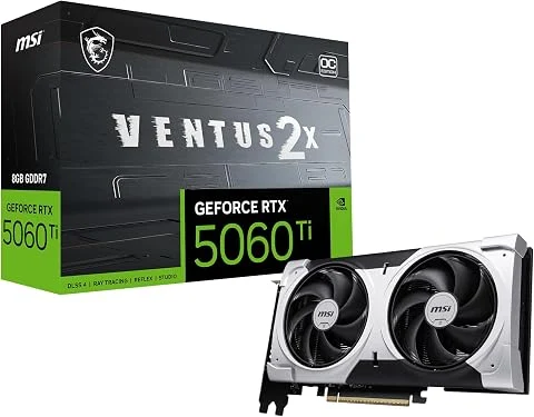MSI Gaming RTX 5060 Ti 8G Ventus 2X OC Plus Carte Graphique (8 Go GDDR7, TBA-Bit, Performance extrême : TBA MHz, DisplayPort x3 2.1a, HDMI 2.1b, NVIDIA Blackwell Architecture)