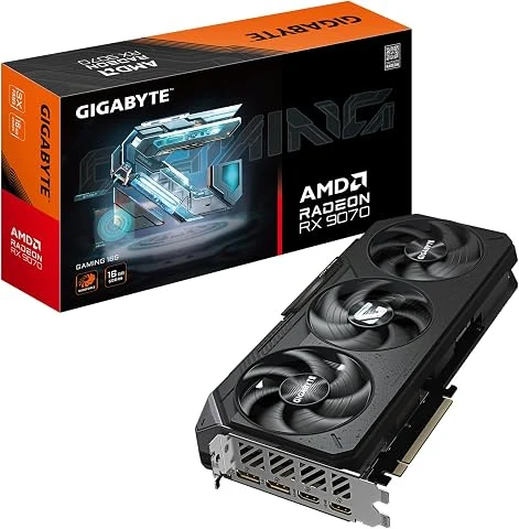 GIGABYTE Radeon RX 9070 Gaming 16GB Carte Graphique - 16GB GDDR6, 256bit, PCI-E 5.0, 2520 MHz Fréquence du cœur, 2 x DisplayPort, 2 x HDMI, GV-R9070GAMING-16GD