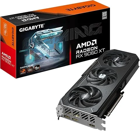 GIGABYTE Radeon RX 9060 XT Gaming OC 8G Carte Graphique - 8GB GDDR6, 128bit, PCI-E 5.0, 3320 MHz Fréquence du cœur, 2 x DisplayPort, 1 x HDMI, GV-R9060XTGAMING OC-8GD