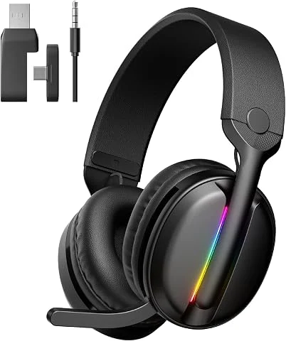 MANKIW Casque Gaming sans Fil pour PS5, PS4, PC, Mac, Casque Gamer Bluetooth 5.4 & 2.4GHz USB/Type-C à Faible Latence avec Micro Anti-Bruit, 40H d’Autonomie, Mode Filaire 3,5mm pou