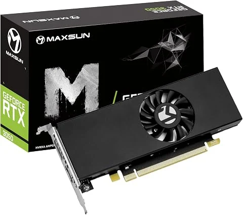 maxsun Carte Graphique GeForce RTX 3050 6 Go GDDR6 pour PC de Jeu, Format Compact, Design Fin et Compact, PCI Express 4.0, HDMI 2.1, DisplayPort 1.4a Low Profile GPU