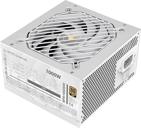 Mars Gaming MPB1000SI, Alimentation PC ATX 1000W, Garantie 7 Ans, 80Plus Gold 90%, Ventilateur SI Extreme Silence avec Noyau Cuivre et Aluminium, Technologies AI2-RPM, DC-DC et SMD