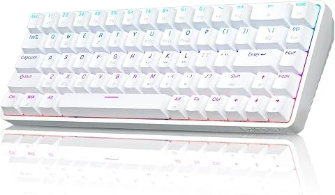 Dierya Clavier Gamer Mecanique sans Fil DK68,65% Clavier Gaming Rétroéclairage RGB avec Bluetooth/2.4G /Type-C,68 Touches Anti-Ghosting Switch Rouge,Blanc