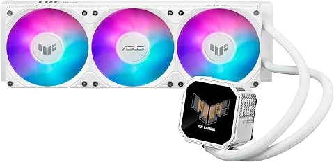 ASUS TUF Gaming LC III 360 ARGB LCD WHITE, dispositif de refroidissement liquide tout-en-un, trois ventilateurs ARGB préinstallés, écran IPS LCD 2,8, tubes de 400 mm, blanc
