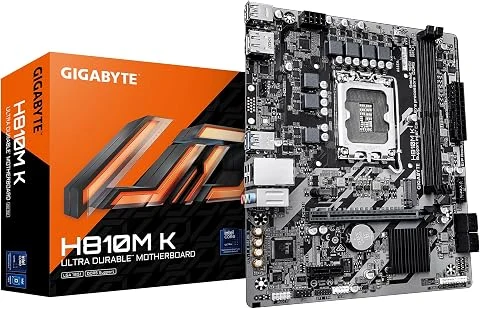 GIGABYTE H810M K Carte Mère – Processeurs Intel Core Ultra (Série 2), VRM 3+1+2 Phases, jusqu'à 6400 MHz DDR5, 1 x M.2 PCIe 4.0, LAN 1 GbE, USB 3.2 Gen 1