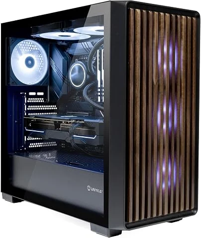 UNYKAch Boîtier ATX Revelat Madeira Black avec côté en Verre trempé pour Cartes jusqu'à 425 mm et Refroidissement Liquide jusqu'à 360 mm
