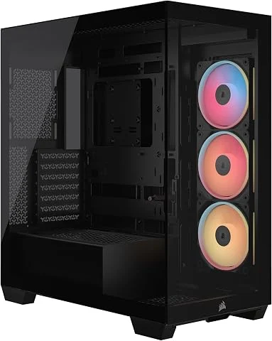 CORSAIR 3500X LX-R RGB Boîtier PC Mi-Tour avec Vitre Panoramique – 3 Ventilateurs RGB LX120-R Préinstallés, Comprend System Hub, Peut Accueillir Jusqu'à 10 Ventilateurs de 120 mm –