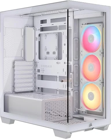 CORSAIR 3500X LX-R RGB Boîtier PC Mi-Tour avec Vitre Panoramique – 3 Ventilateurs RGB LX120-R Préinstallés, Comprend System Hub, Peut Accueillir Jusqu'à 10 Ventilateurs de 120 mm –