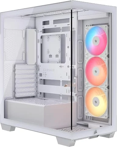 CORSAIR 3500X RS-R ARGB Boîtier PC Mi-Tour avec Vitre Panoramique – 3 Ventilateurs RS120-R ARGB Préinstallés, Système de Fixation InfiniRail, Compatible Une Carte mère à Connexion 