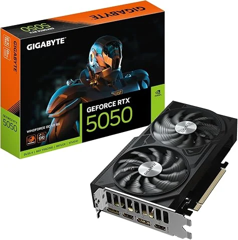 GIGABYTE GeForce RTX 5050 WINDFORCE OC V2 8G Carte Graphique - 8GB GDDR6, 128bit, PCI-E 5.0, 2572MHz Fréquence du cœur, 2 x DP, 2 x HDMI, NVIDIA DLSS 4, GV-N5050WF2OCV2-8GD