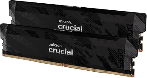 Crucial Pro RAM DDR5 32Go Kit (2x16Go) 6400MHz CL32, Overclocking Gaming, Mémoire pour Ordinateur de Bureau, Intel XMP 3.0 / AMD Expo, Noir - CP2K16G64C32U5B