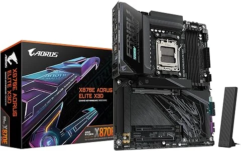 GIGABYTE X870E AORUS Elite X3D Carte Mère – Prend en Charge Les processeurs AMD Ryzen 9000, VRM numérique 16+2+2 Phases, Jusqu’à 9000 Hz DDR5 (OC), 2 x PCIe 5.0 + 2 x PCIe 4.0, Wi-