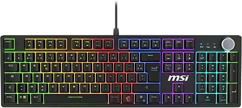 MSI Forge GK320 FR Clavier Gaming Mécanique - AZERTY, Disposition FR, switches Red (Linéaires) interchangeables, Couvercle magnétique, Touches ergonomiques, LED RGB, USB 2.0 - Plei