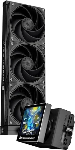 Thermalright Stream Vision 360 Black Refroidisseur liquide pour processeur, écran LCD 3,5" avec ventilateur magnétique intégré, résolution 640 x 480, vitesse 2400 tr/min, compatibl