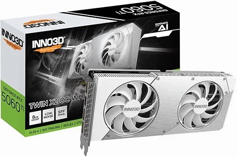INNO3D NVIDIA GeForce RTX 5060 Ti Carte Graphique de Jeu Twin X2 OC Blanc GDDR7 128 Bits PCI Express Gen 5 8 Go – N506T2-08D7X-193075W