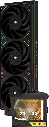 Thermalright TR Mjolnir Vision 360 UB PRO ARGB Refroidisseur de processeur,noir,système de refroidissement à eau 360 avec ventilateur en ligne,écran LCD 3,5" avec résolution 640x48