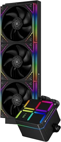 TR Magic Qube 360 ARGB Black Liquid CPU Cooler, Building Block Fan with 2000RPM, for AM4/AM5, Intel LGA1150/1151/1200/1700/1851, Temperature Controlled Color Changing Digital Scree