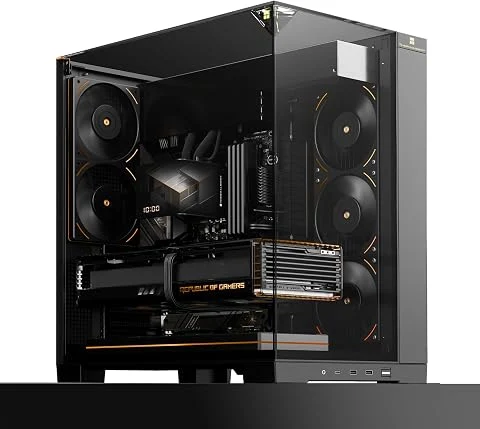 Thermalright TR A70 ATX Boîtier de Jeu en Verre sans Support sur Trois côtés, 8 emplacements de Ventilateur CPU + Flux d'air Quatre Voies, Fermeture Rapide sans Outil, Montage Vert