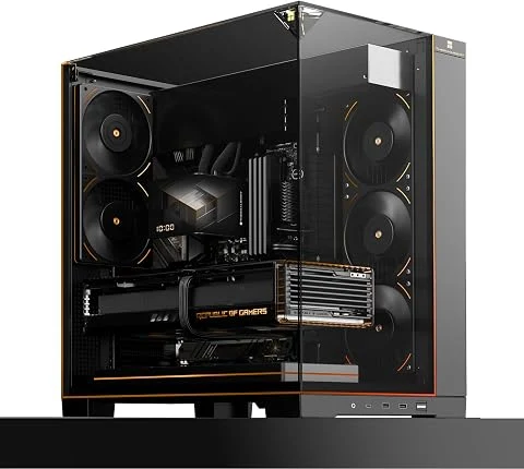 Thermalright A70 ARGB Boîtier PC, Verre Trempé Panorama 270°, Boîtier ATX Tour Moyen, Supporte Carte Mère ATX/GPU 420mm, Dissimulées – Noir, avec Bande Lumineuse ARGB