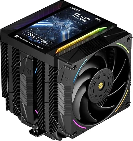 TR Peerless Assassin 120 Vision Max ARGB Black Refroidisseur d'air pour processeur, avec 2 ventilateurs TL-K12 PWM, écran magnétique de 5" (résolution 480 x 854), pour LGA1851/1700