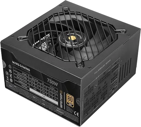 Mars Gaming MPB750PSI, Alimentation PC Full Modulaire 750W, 10 Ans de Garantie, 80Plus Gold 90%, Ventilateur SI Extreme Silence, Technologies AI2-RPM, DC-DC et SMD, ATX 3.1 et PCIe
