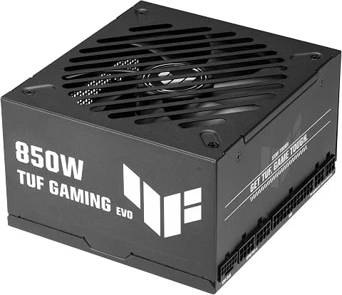 ASUS TUF Gaming 850W Gold Evo – Bloc d'alimentation PC (850 Watt, modulable, 80+ Gold, ATX 3.1 Compatible, Ventilateurs axiaux à Double roulement à Billes, Revêtement Protecteur du