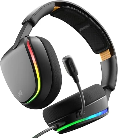 GLORIOUS GHS Eternal RGB - Casque Gaming stéréo RGB pour PC, PS5, PS4, Switch. Transducteurs inclinés sur mesures, Micro détachable USB-C Haute-clarté Ajustable. Résistant, Confort