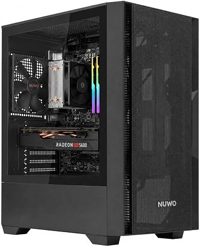 Nuwo Gigan BK200 Boîtier PC Gaming Micro-ATX Mini-ITX | Mini Tour Avant Mesh Airflow | Verre trempé latéral panoramique | Ventilateur 120 mm préinstallé