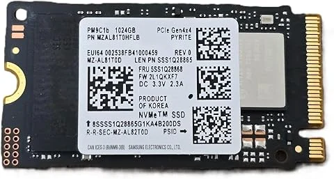 Samsung SSD 1 To, M.2 PCIe Gen 4.0 x4 NVMe, série PM9C1B 2242, vitesse de lecture/écriture séquentielle jusqu'à 7 100/6 700 Mo/s, MZAL81T0HFLB - OEM BULK