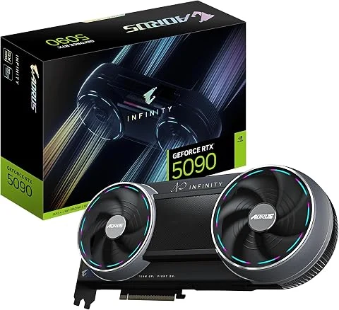 GIGABYTE AORUS GeForce RTX 5090 Infinity 32G Carte Graphique – 32GB GDDR7, 512-bit, PCI-E 5.0, fréquence cœur 2730 MHz, 3 × DP 2.1b, 1 × HDMI 2.1b, DLSS 4, GV-N5090AORUS IF-32GD