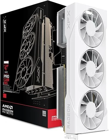 XFX Swift AMD Radeon RX 9070 GRE Blanche, édition Gaming à Trois Ventilateurs, 12 Go GDDR6, HDMI, 3 Ports DP, AMD RDNA™ 4 (RX-97GRE29W7)